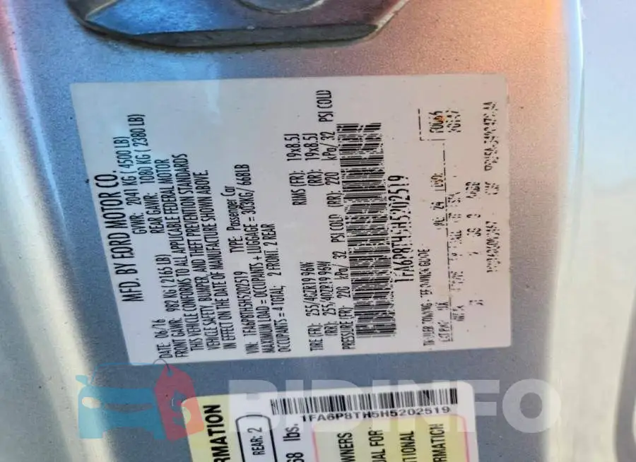 1FA6P8TH5H5202519 Photo# 12