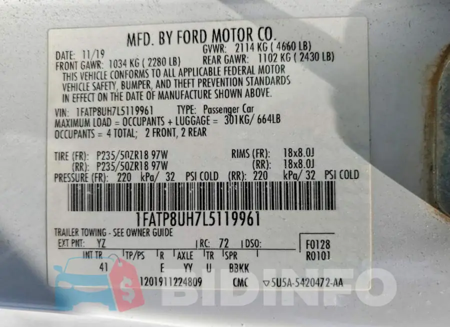 1FATP8UH7L5119961 Photo# 13