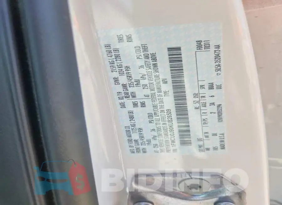 1FMCU0J90KUB26509 Photo# 13