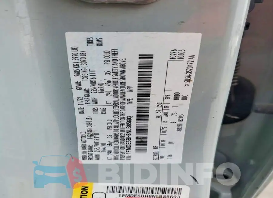 1FMDE5BH8NLB85693 Photo# 13