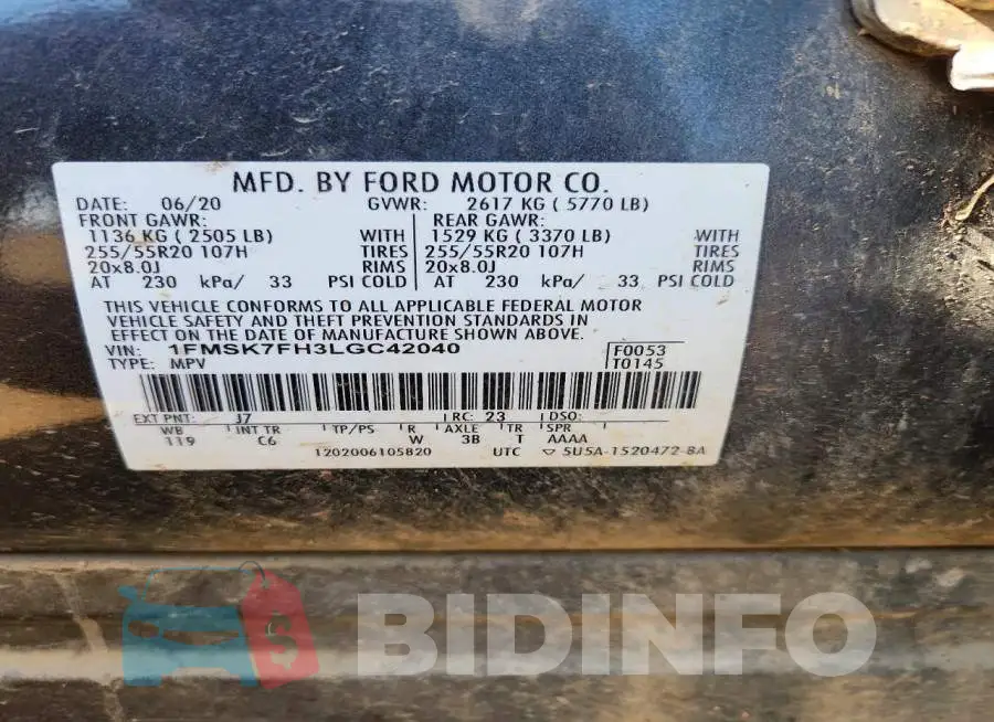 1FMSK7FH3LGC42040 Photo# 14