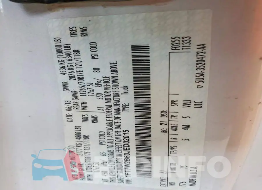 1FT7W2B60JED02015 Photo# 13