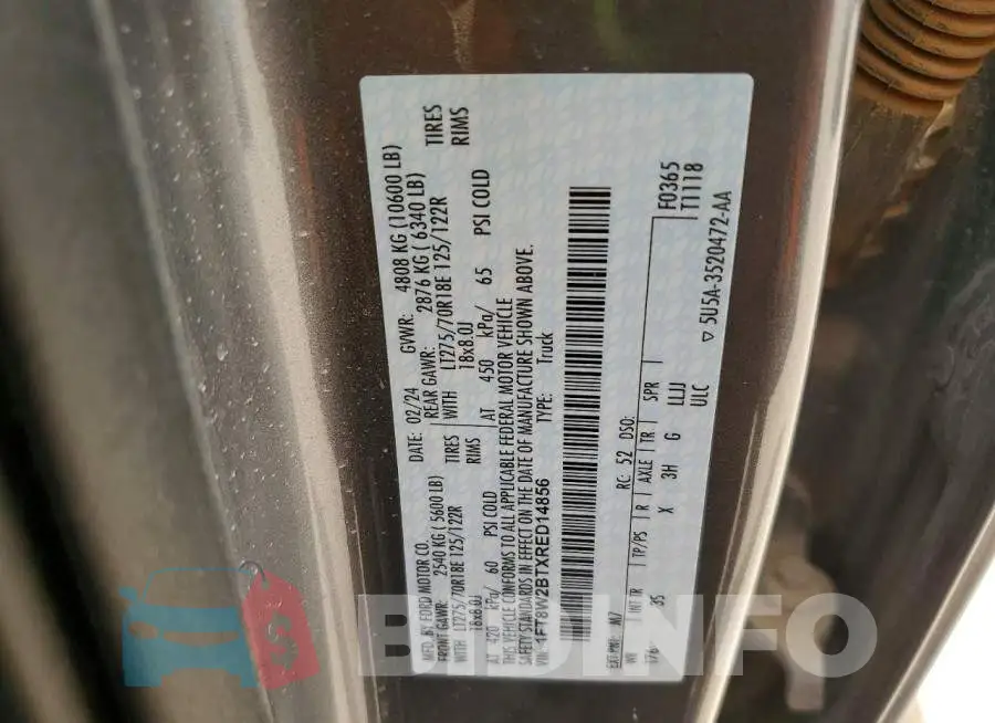 1FT8W2BTXRED14856 Photo# 12