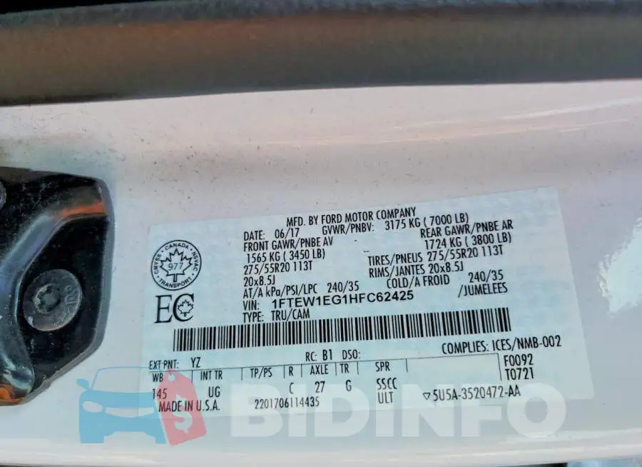1FTEW1EG1HFC62425 Photo# 12