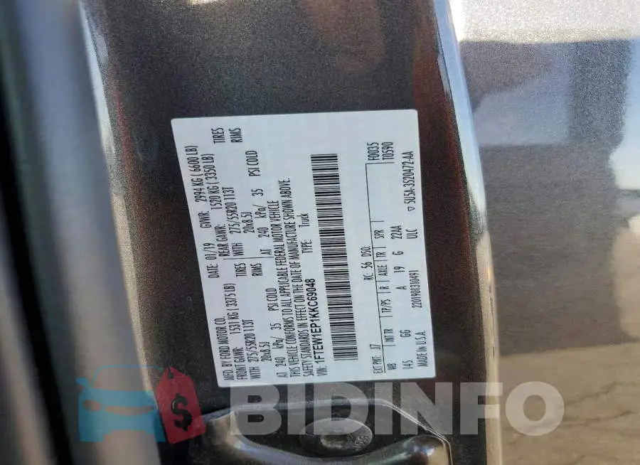 1FTEW1EP1KKC69048 Photo# 12