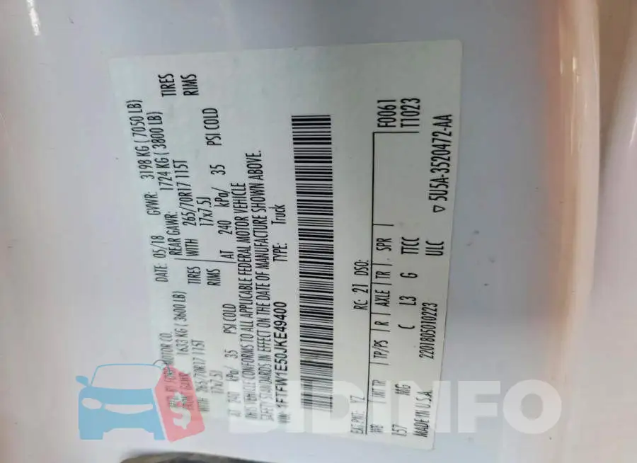 1FTFW1E50JKE49400 Photo# 12