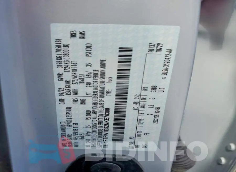1FTFW1E52NKE76300 Photo# 13