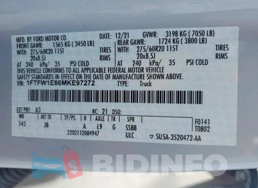 1FTFW1E86MKE97272 Photo# 13