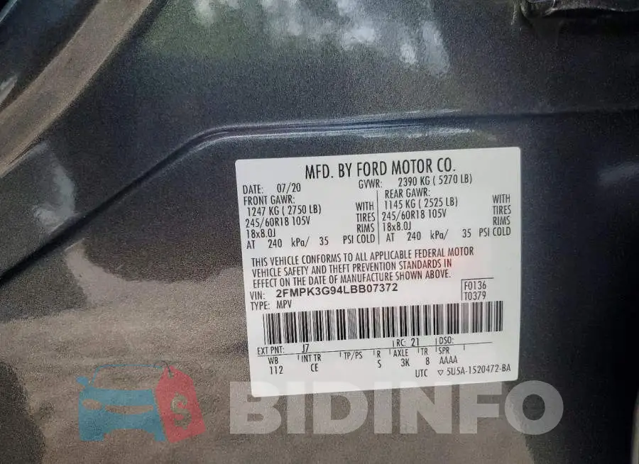 2FMPK3G94LBB07372 Photo# 12