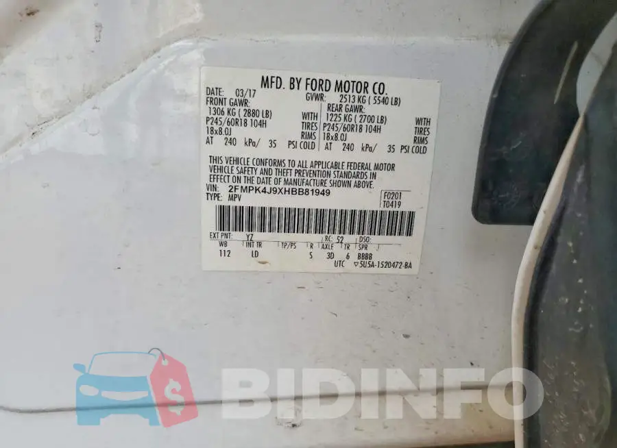2FMPK4J9XHBB81949 Photo# 13