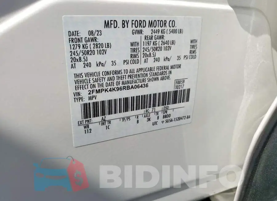 2FMPK4K96RBA06436 Photo# 13