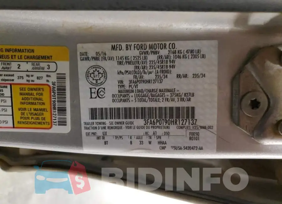 3FA6P0T90HR127137 Photo# 12
