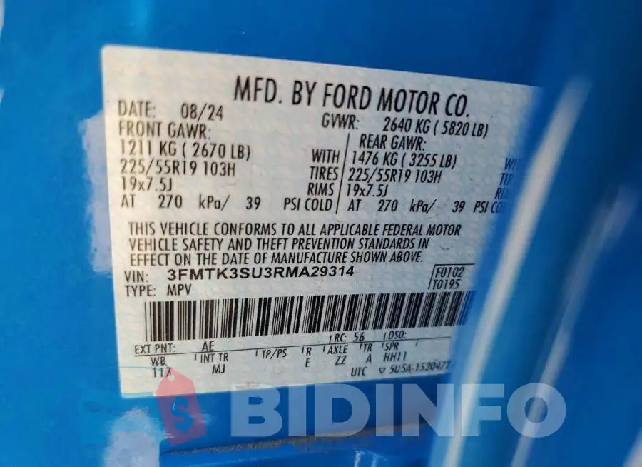 3FMTK3SU3RMA29314 Photo# 13