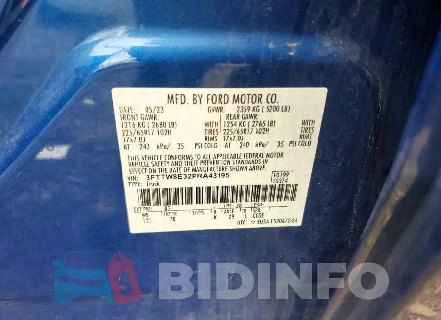 3FTTW8E32PRA43195 Photo# 12