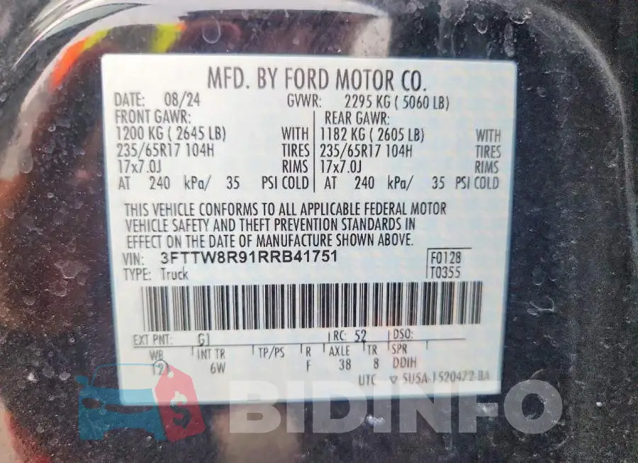 3FTTW8R91RRB41751 Photo# 12