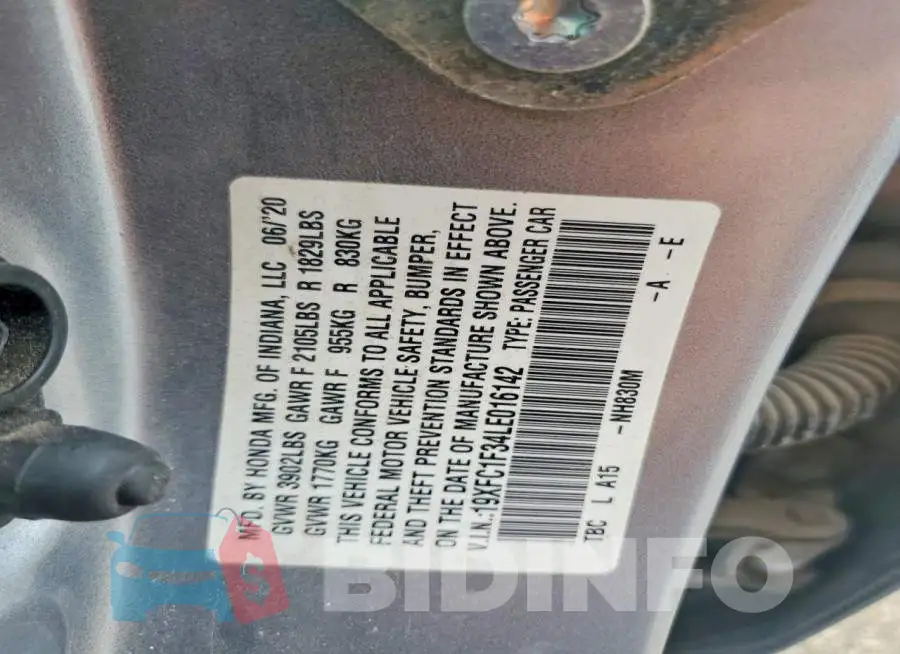 19XFC1F34LE016142 Photo# 12