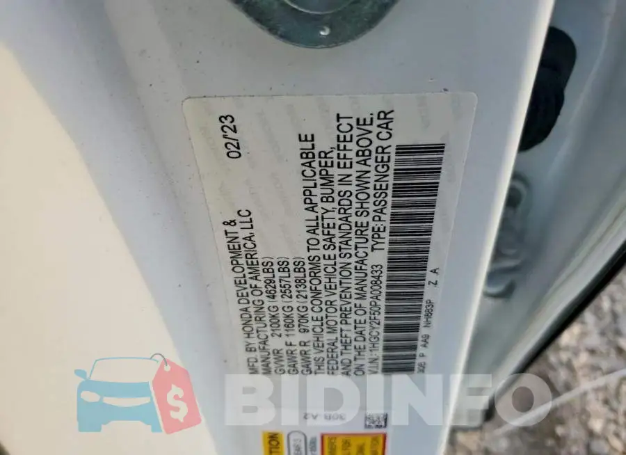 1HGCY2F50PA008433 Photo# 12