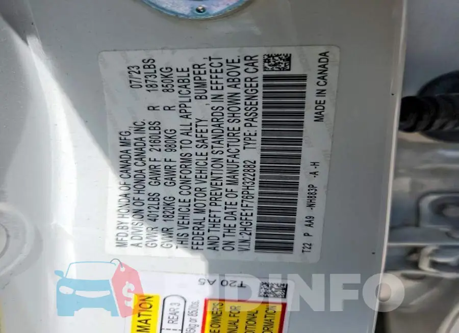 2HGFE1F76PH322882 Photo# 12