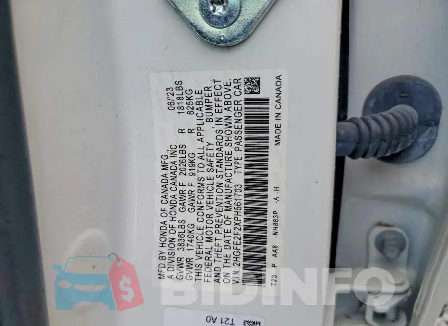 2HGFE2F2XPH561703 Photo# 13