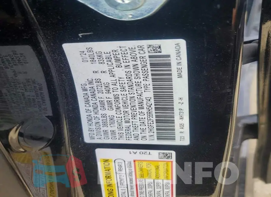 2HGFE2F56RH542143 Photo# 12