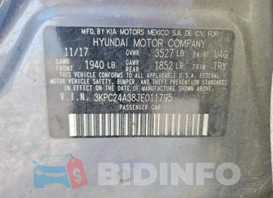 3KPC24A38JE011795 Photo# 12
