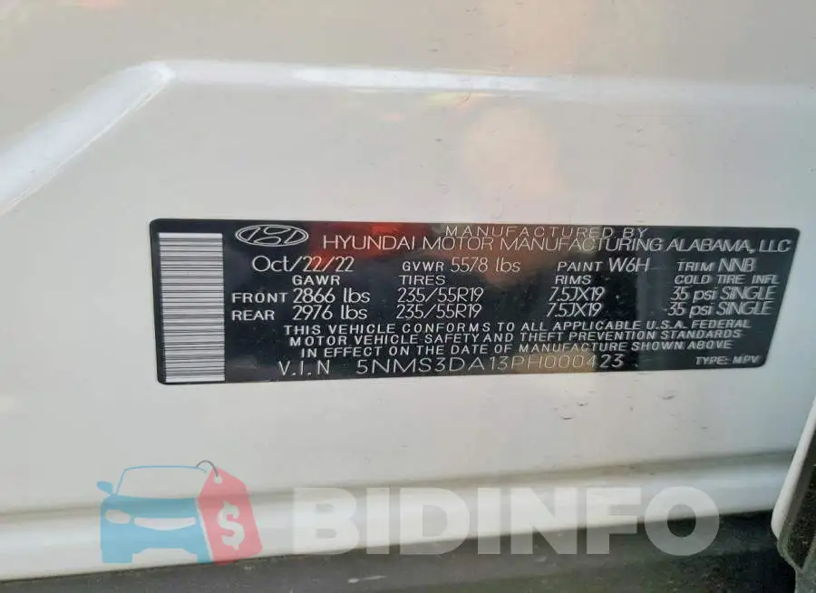 5NMS3DA13PH000423 Photo# 14