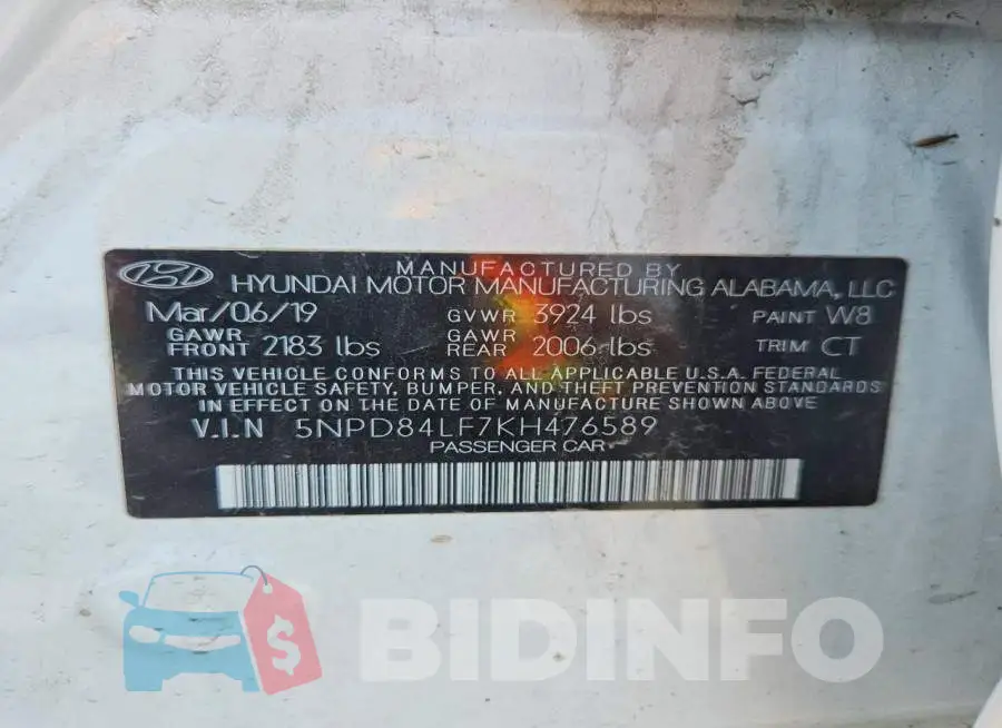 5NPD84LF7KH476589 Photo# 12
