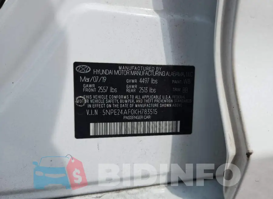 5NPE24AF0KH783515 Photo# 12