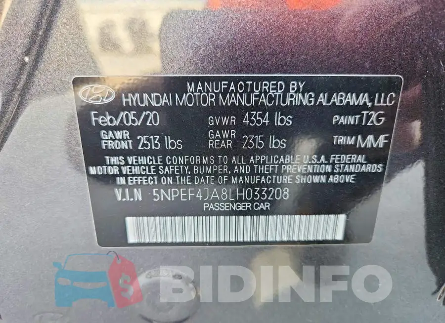 5NPEF4JA8LH033208 Photo# 12