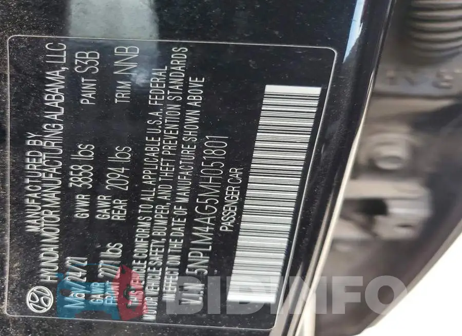 5NPLM4AG5MH051801 Photo# 12