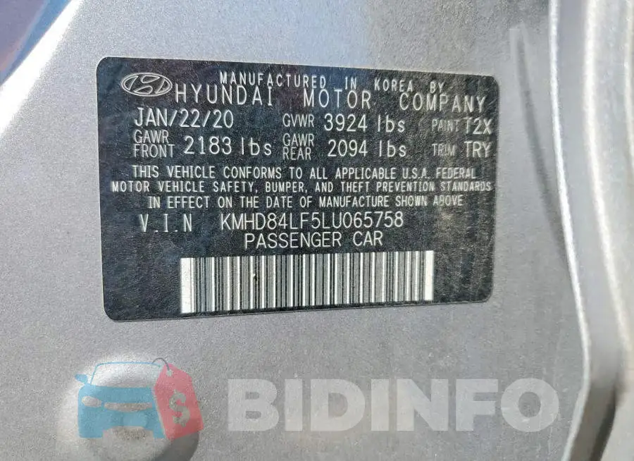 KMHD84LF5LU065758 Photo# 12