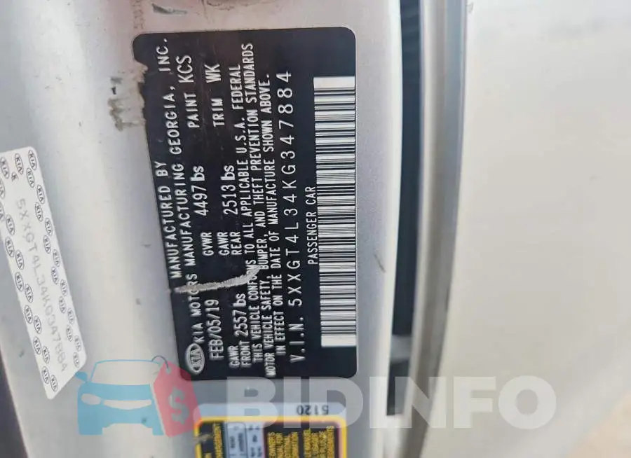 5XXGT4L34KG347884 Photo# 12