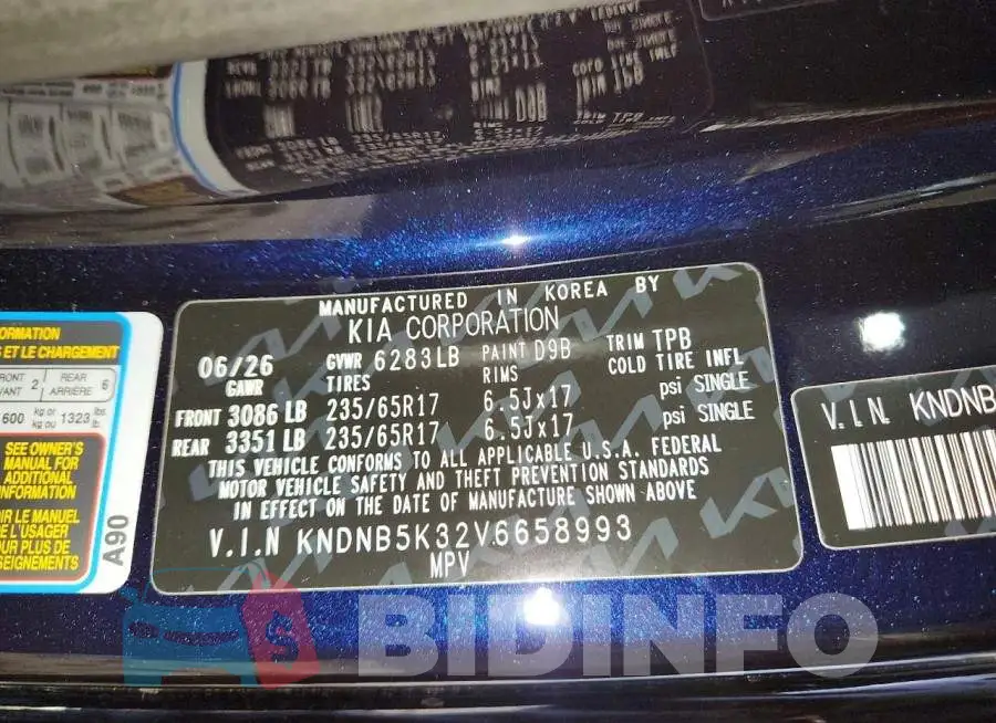 KNDNB5K32V6658993 Photo# 13