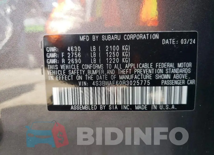 4S3BWAF60R3025775 Photo# 13