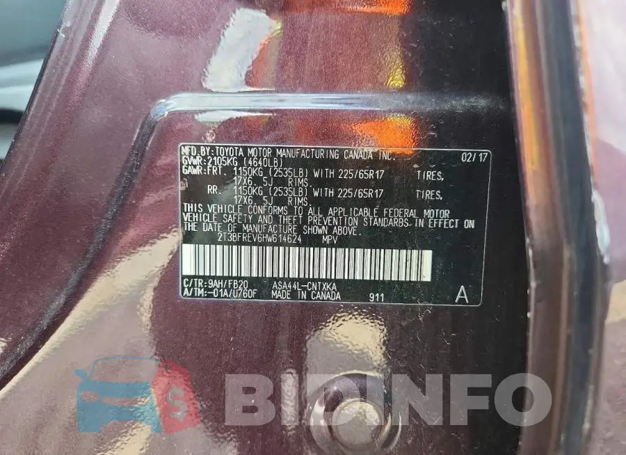 2T3BFREV6HW614624 Photo# 13
