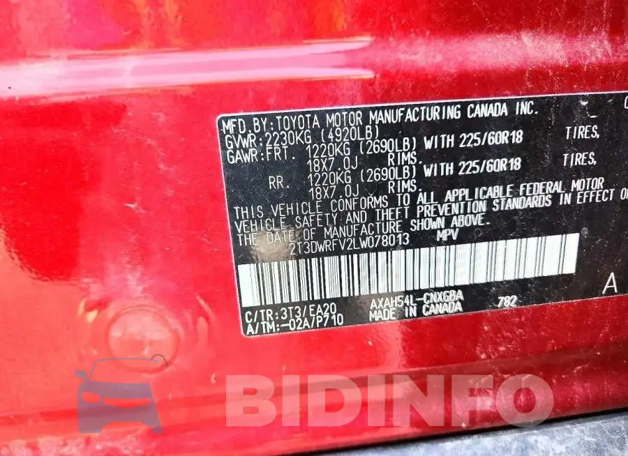 2T3DWRFV2LW078013 Photo# 14