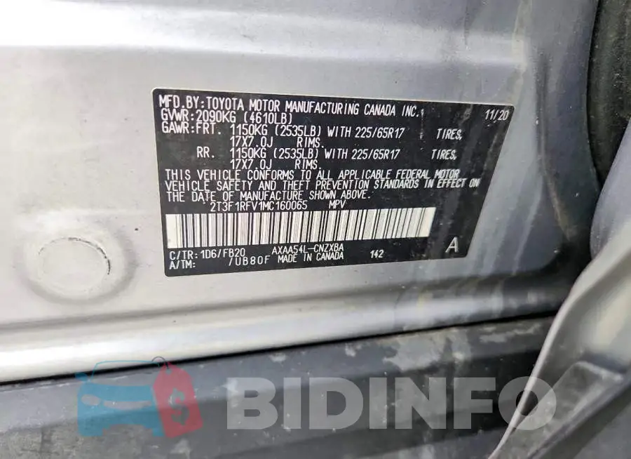 2T3F1RFV1MC160065 Photo# 13
