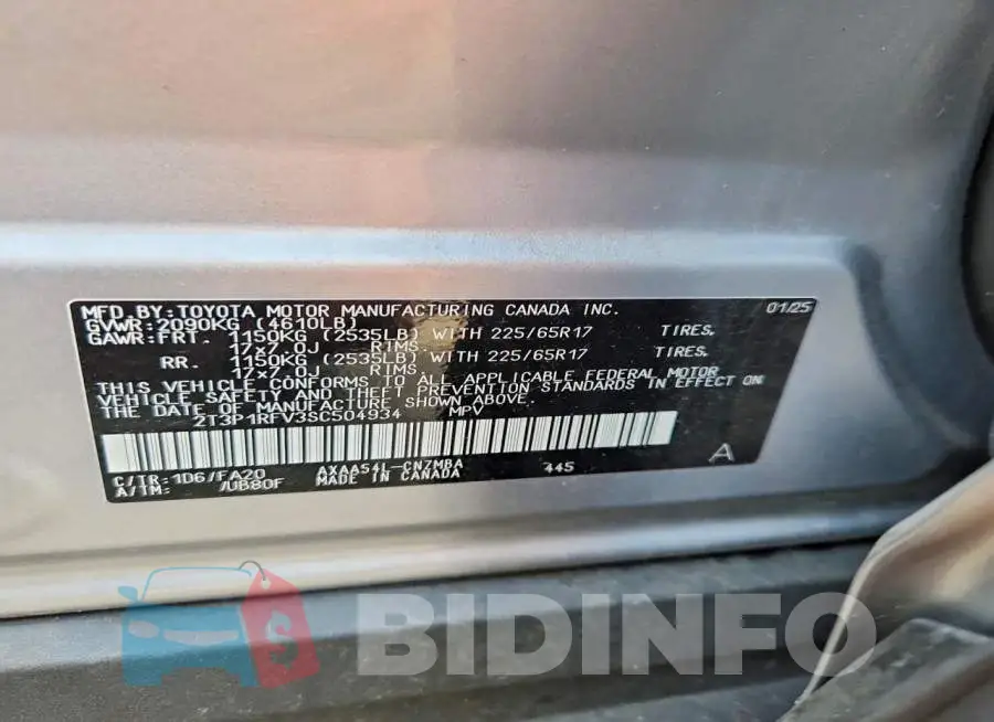 2T3P1RFV3SC504934 Photo# 14