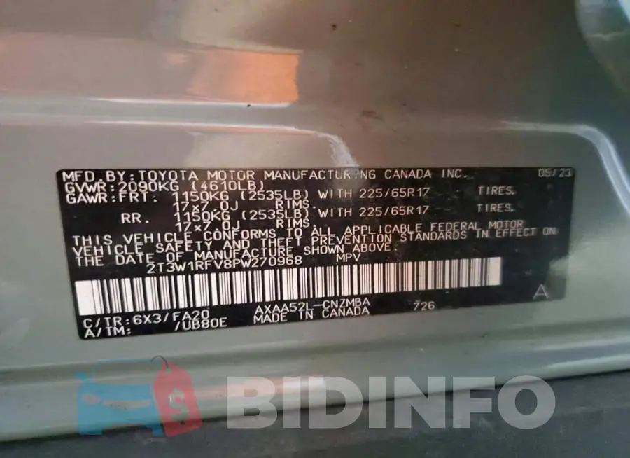 2T3W1RFV8PW270968 Photo# 13