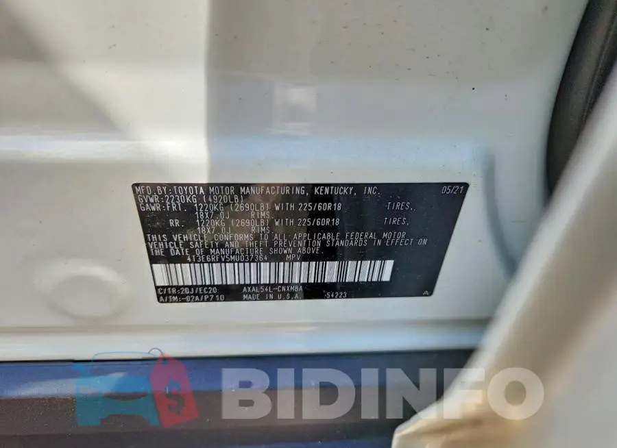 4T3E6RFV5MU037364 Photo# 13
