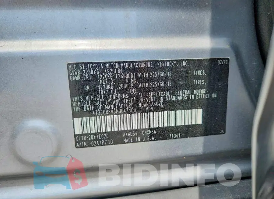 4T3E6RFV6MU047109 Photo# 14