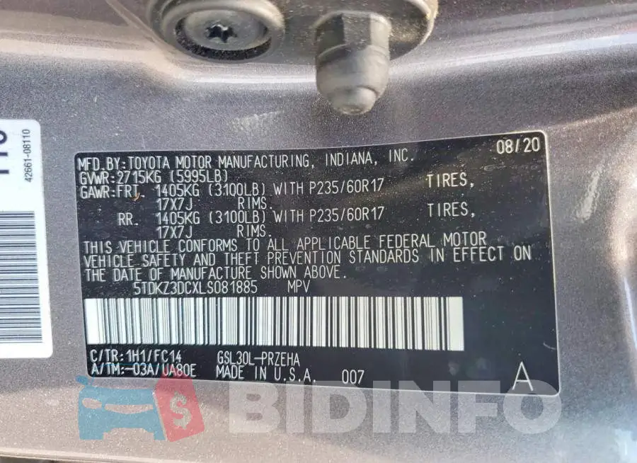 5TDKZ3DCXLS081885 Photo# 13