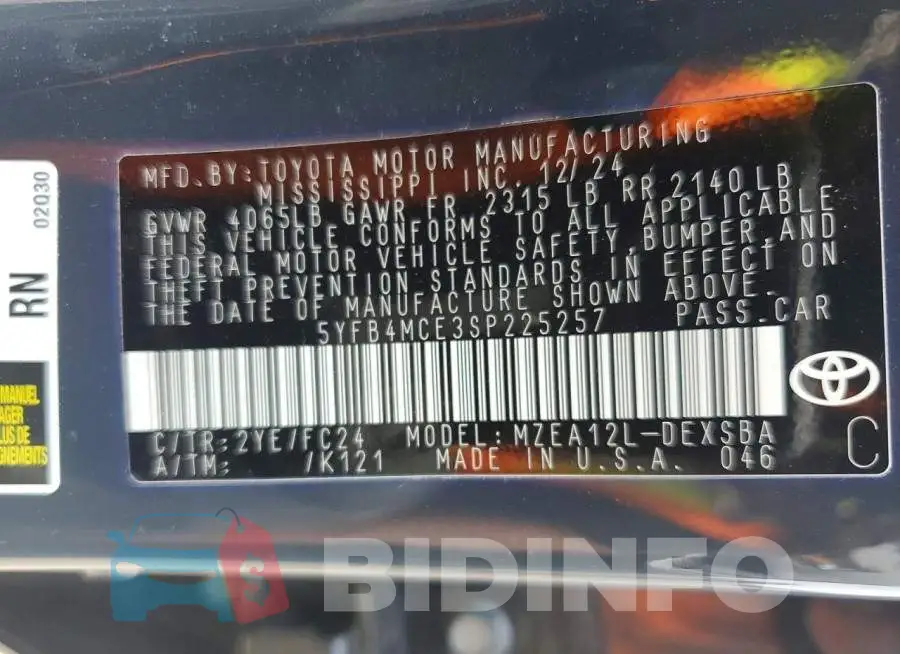 5YFB4MCE3SP225257 Photo# 12