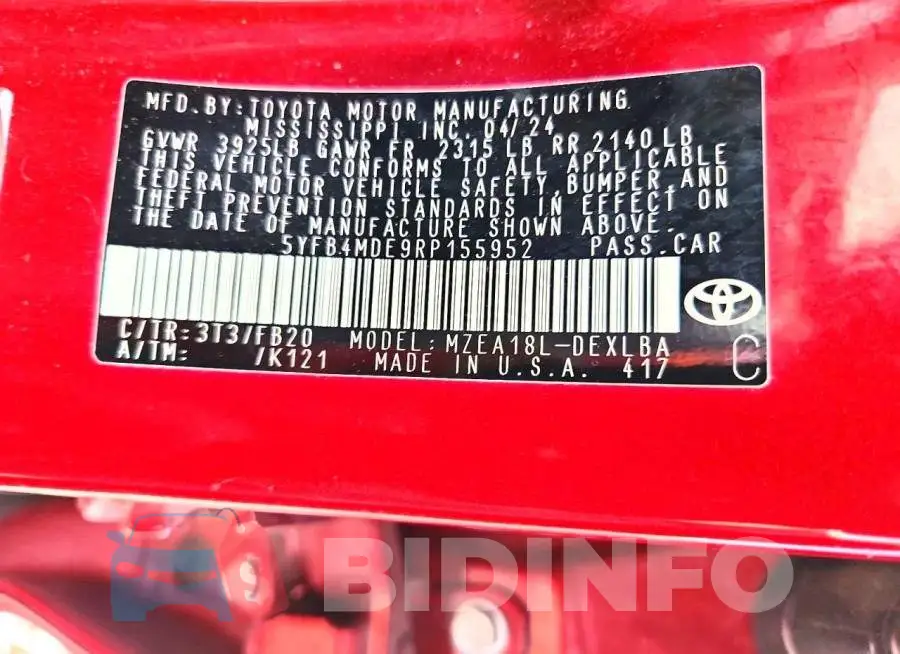 5YFB4MDE9RP155952 Photo# 12