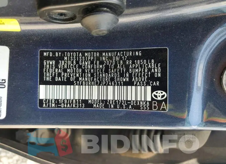 5YFBURHE7JP746311 Photo# 13