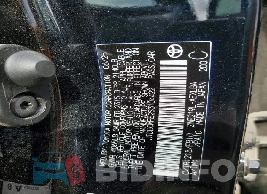 JTDBCMFE2S3104422 Photo# 12