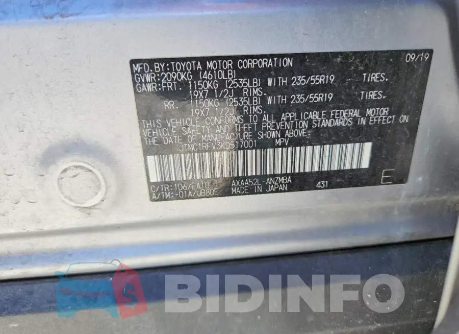 JTMC1RFV3KD517001 Photo# 13