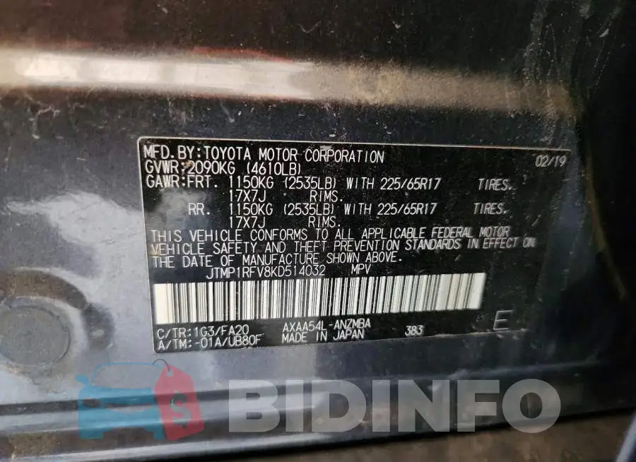 JTMP1RFV8KD514032 Photo# 13