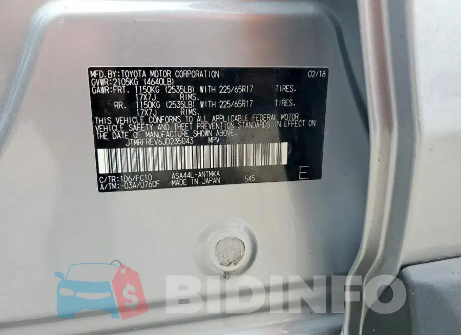 JTMRFREV6JD235043 Photo# 13