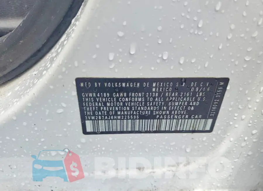 3VW2B7AJ6HM225595 Photo# 13